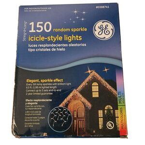 GE 150 Random Color Icicle House Holiday‎ Lights New #0388741